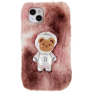 iPhone 14 Plus Etui z TPU 3D Plush Puszysta Zima - Brązowy Niedźwiedź