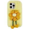 iPhone 14 Pro Max Etui z TPU 3D Plush Puszysta Zima - Żółty Kwiat