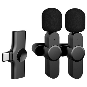 Mikrofon Bezprzewodowy Lavalier / Klips do Smartfona - USB-C - Czarny