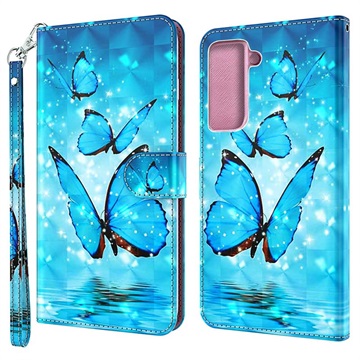 Samsung Galaxy S21 5G Etui-Portfel Wonder Seria - Niebieski Motyl