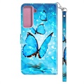 Samsung Galaxy S21 5G Etui-Portfel Wonder Seria - Niebieski Motyl