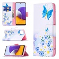 Etui z Portfelem z Serii Wonder do Samsung Galaxy A22 5G, Galaxy F42 5G - Niebieski Motyl