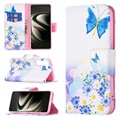 Etui-Portfel z serii Wonder - Samsung Galaxy S22 5G - Niebieski Motyl