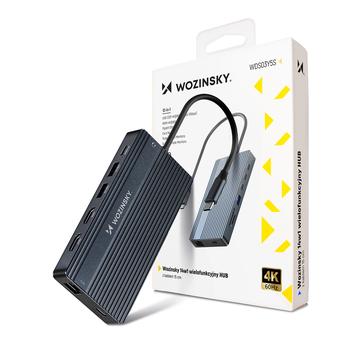 Wozinsky WDS03Y5S Hub USB-C 14 w 1 z obsługą trzech monitorów - szary