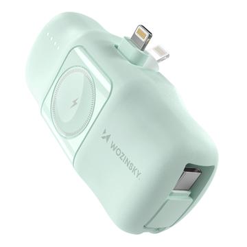 Wozinsky WF16-YLS 5000mAh Lightning Power Bank z wbudowanym kablem USB-C i ładowarką do Apple Watch - 15W