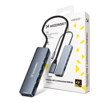 Wielofunkcyjny koncentrator USB-C 6 w 1 Wozinsky WHBC10Y4S - szary