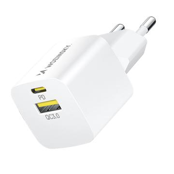 Dwuportowa ładowarka ścienna Wozinsky WWCEAC 33W GaN - USB-A, USB-C - biała