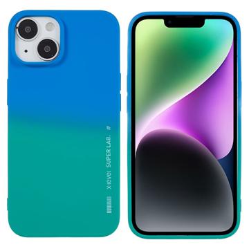 iPhone 14 Plus Etui z TPU X-Level Rainbow - Zieleń / Błękit