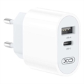 Podróżny Adapter Prio Fast Charge z USB-C, USB-A - 20W - Bialy