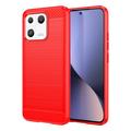 Szczotkowane Etui z TPU do Xiaomi 13 - Włókno Węglowe - Czerwień