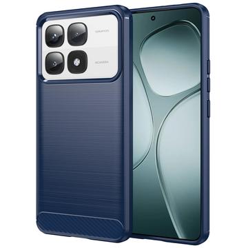 Xiaomi 14T Pro Szczotkowane Etui z TPU - Włókno Węglowe - Błękit
