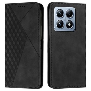 Xiaomi 14T Etui portfelowe z wzorem rombów z magnetycznym zamknięciem - czarny