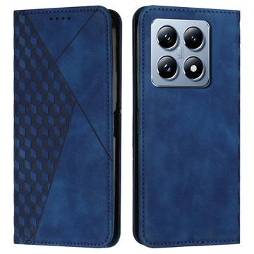 Xiaomi 14T Etui portfelowe z wzorem rombów z magnetycznym zamknięciem - niebieski