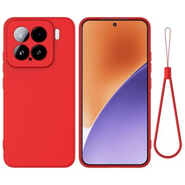 Xiaomi 15 Etui z płynnego silikonu z paskiem na rękę - czerwony