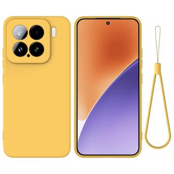 Xiaomi 15 Etui z płynnego silikonu z paskiem na rękę - żółty