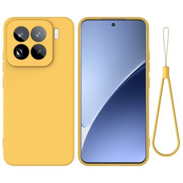 Xiaomi 15 Pro Etui z płynnego silikonu z paskiem na rękę - żółty