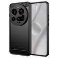 Xiaomi 15 Ultra Szczotkowane Etui z TPU - Włókno Węglowe - Czarne