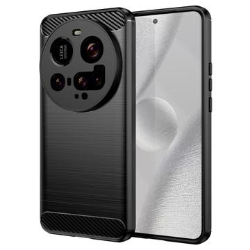 Xiaomi 15 Ultra Szczotkowane Etui z TPU - Włókno Węglowe - Czarne