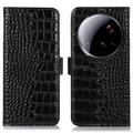 Xiaomi 15 Ultra Skórzane Etui z Portfelem Crocodile z RFID - Czarne