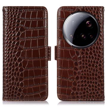 Xiaomi 15 Ultra Skórzane Etui z Portfelem Crocodile z RFID