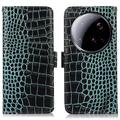 Xiaomi 15 Ultra Skórzane Etui z Portfelem Crocodile z RFID - Zieleń