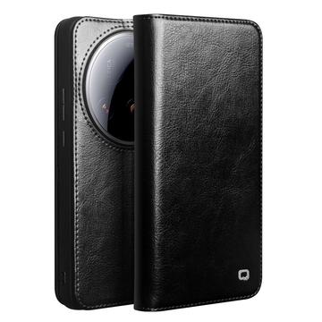 Klasyczne Skórzane Etui z Portfelem Qialino do Xiaomi 15 Ultra - Czarne