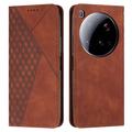 Xiaomi 15 Ultra Etui portfelowe z wzorem rombów z magnetycznym zamknięciem - brązowy