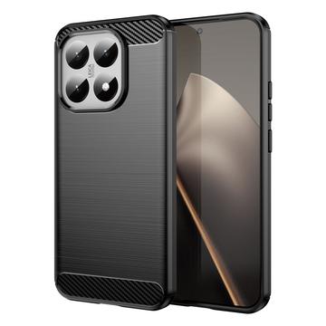 Xiaomi 15T Szczotkowane Etui z TPU - Włókno Węglowe - Czarne