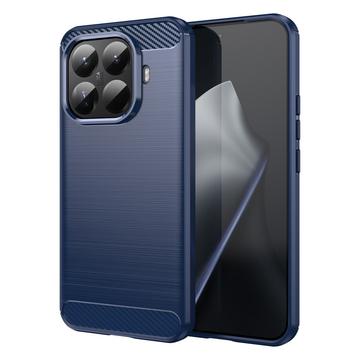 Xiaomi 15T Pro Szczotkowane Etui z TPU - Włókno Węglowe - niebieski