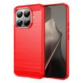 Xiaomi 15T Pro Szczotkowane Etui z TPU - Włókno Węglowe - czerwony