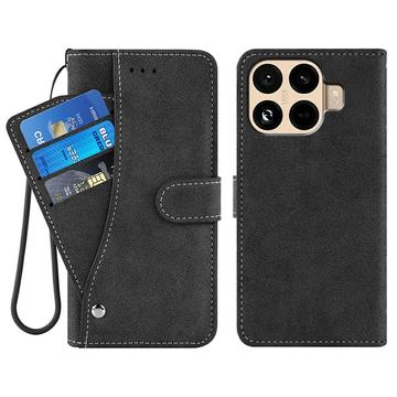 Xiaomi 15T Pro Eleganckie etui z portfelem w stylu retro z obrotowym uchwytem na karty - czarne