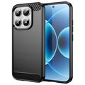 Xiaomi 17 Szczotkowane Etui z TPU - Włókno Węglowe - Czarne