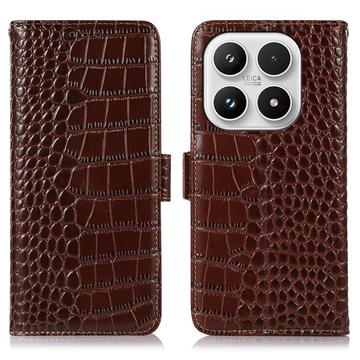 Xiaomi 17 Skórzane Etui z Portfelem Crocodile z RFID - Brąz