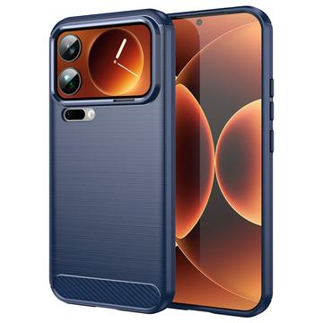 Xiaomi 17 Pro Max Szczotkowane Etui z TPU - Włókno Węglowe - niebieski