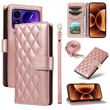 Luksusowe pikowane etui-portfel do Xiaomi 17 Pro Max