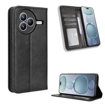 Xiaomi Civi 5 Pro Etui z Portfelem Retro z Magnetycznym Zamknięciem - Czarne