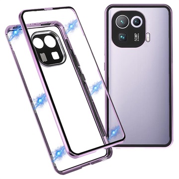 Magnetyczne Etui ze Szkłem Hartowanym do Xiaomi Mi 11 Pro - Jasny Fiolet