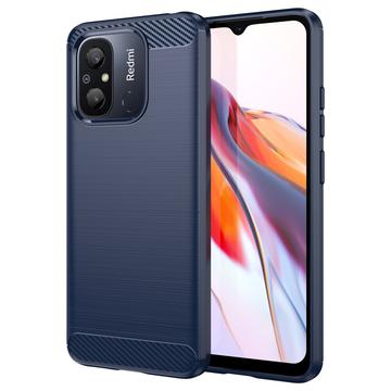 Szczotkowane Etui z TPU do Xiaomi Redmi 12C - Włókno Węglowe - Błękit