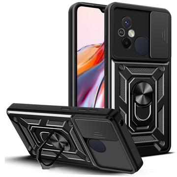Xiaomi Redmi 12C Hybrydowe Etui z Pierścieniem Obrotowym z Osłoną Aparatu - Czerń