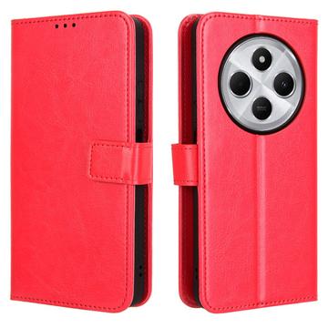 Xiaomi Redmi 14C/14R/Poco C75 Etui portfelowe z magnetycznym zamknięciem - Czerwień