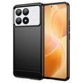 Szczotkowane Etui z TPU do Xiaomi Redmi K70/K70 Pro/Poco F6 Pro - Włókno Węglowe - Czarne