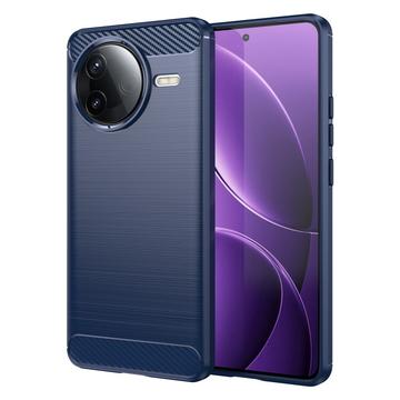Xiaomi Redmi K80/Poco F7 Pro Szczotkowane Etui z TPU - Włókno Węglowe - Błękit