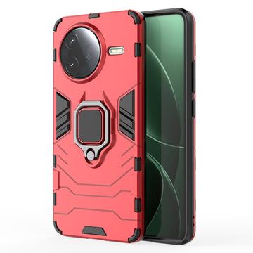 Xiaomi Redmi K80/Poco F7 Pro Hybrydowe Etui z Uchwytem Ring - Czerwień