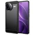 Xiaomi Redmi K80 Pro/Poco F7 Ultra Szczotkowane Etui z TPU - Włókno Węglowe - Czarne