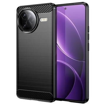 Xiaomi Redmi K80 Pro/Poco F7 Ultra Szczotkowane Etui z TPU - Włókno Węglowe - Czarne
