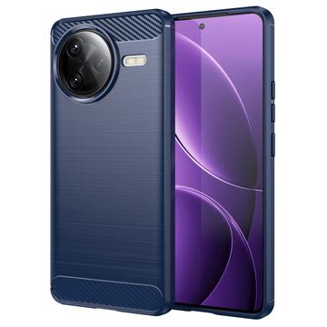 Xiaomi Redmi K80 Pro/Poco F7 Ultra Szczotkowane Etui z TPU - Włókno Węglowe - Błękit