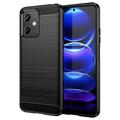 Szczotkowane Etui z TPU do Xiaomi Redmi Note 12/Poco X5 - Włókno Węglowe - Czarne