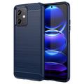 Szczotkowane Etui z TPU do Xiaomi Redmi Note 12/Poco X5 - Włókno Węglowe - Błękit