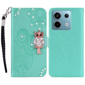 Xiaomi Redmi Note 13 Pro/Poco X6 Etui na portfel z motywem sowy i kryształkami
