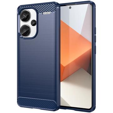 Szczotkowane Etui z TPU do Xiaomi Redmi Note 13 Pro+ - Włókno Węglowe - Błękit